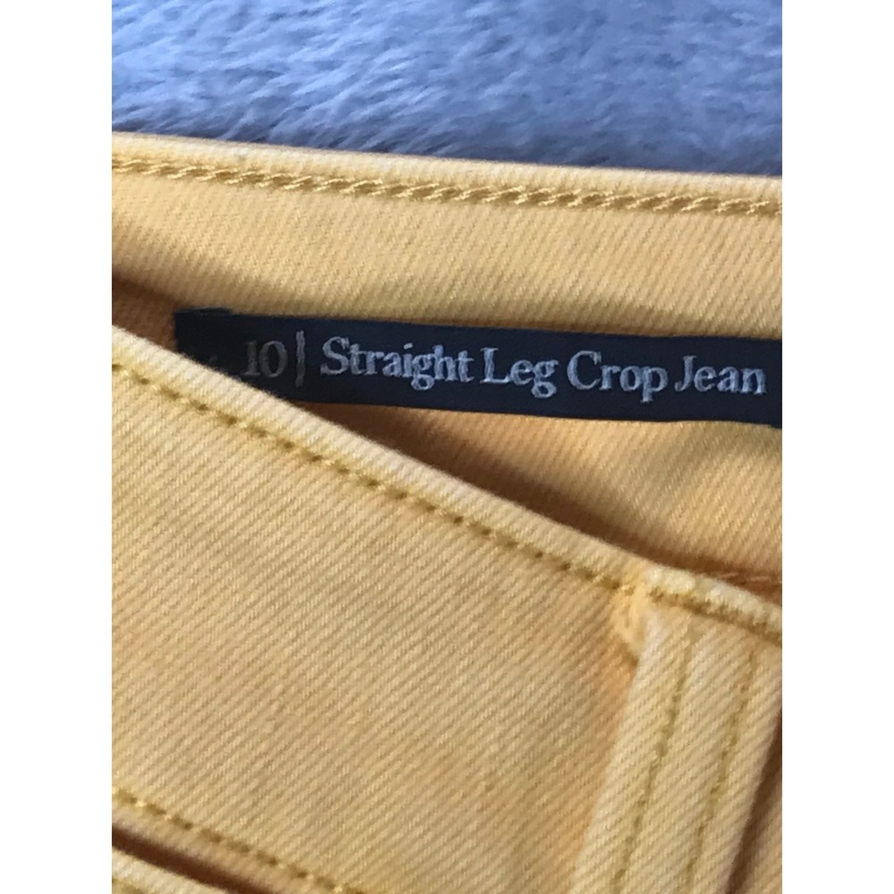 Talbots Jeans WOMEN 10 Yellow Straight Leg Crop Jean Mustard Mid Rise Stretch - Picture 4 of 10